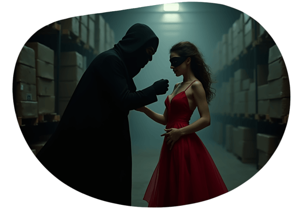 The Heist: Seductive Thief and Captivating Girl date idea illustration