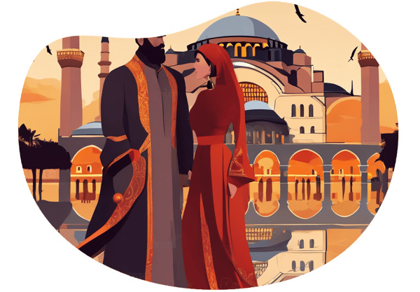 The Sultan’s Rendezvous: Ottoman Nights date idea illustration