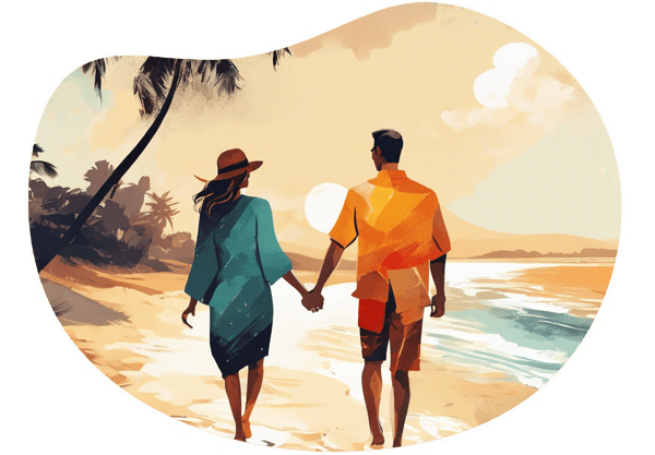 Tropical Temptations: Beachside Escapades date idea illustration