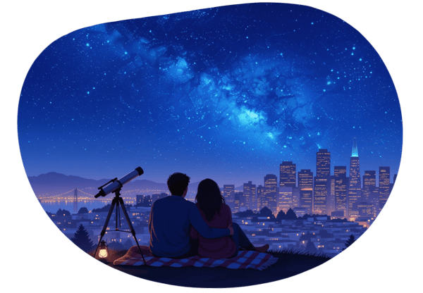 Under the Stars at Randall Museum date idea illustration