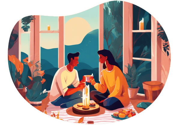 Warm Indoor Picnic date idea illustration